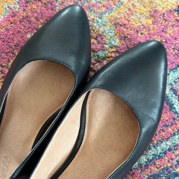 Madewell | Women’s black leather Margot slingback classic pointed toe flats sz 8 - Picture 6 of 16